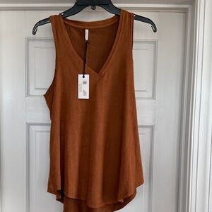 Z supply suede swing V-Neck Tank Top - Warm Brown